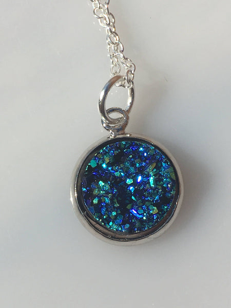 Collier druzy bleu Comme un ange