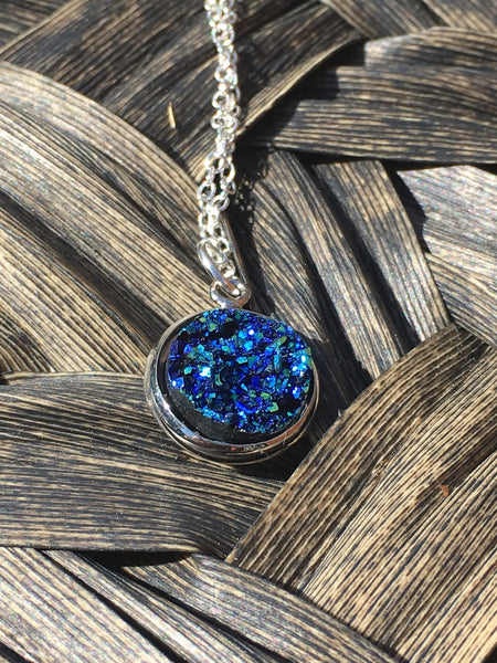 Collier druzy bleu Comme un ange