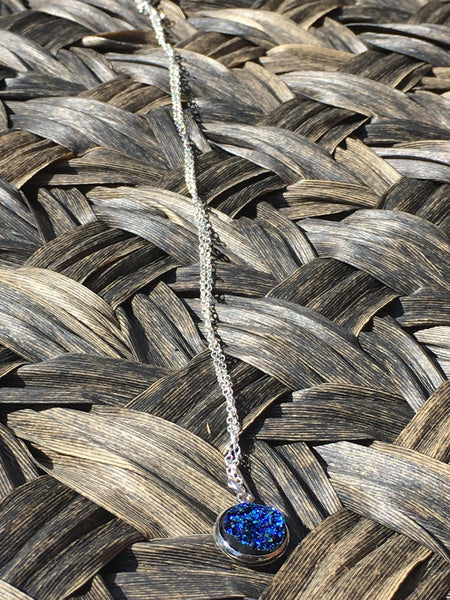 Collier druzy bleu Comme un ange