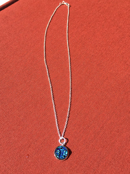 Collier druzy bleu Comme un ange