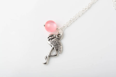 Collier Flamant rose, flamingo necklace, perle rose Comme un ange