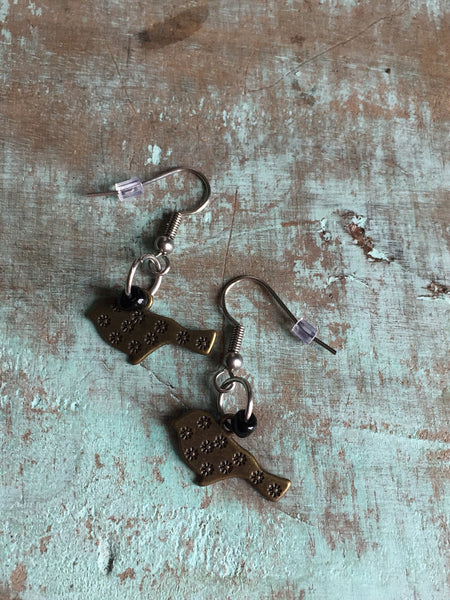 Laiton bronze Oiseaux Earrings bird Comme un ange