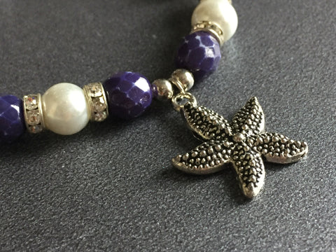 Bracelet bleu marine et blanc bord de mer breloque étoile star sea bracelet navy and white Comme un ange