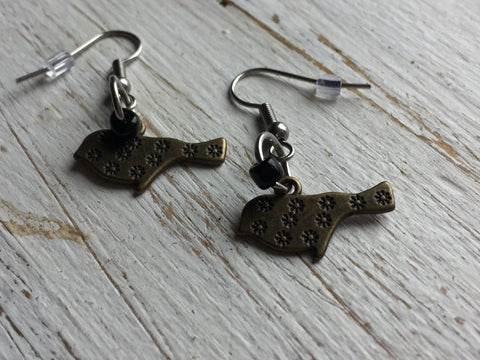 Laiton bronze Oiseaux Earrings bird Comme un ange