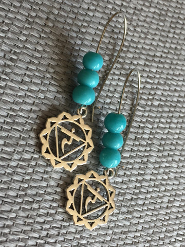 Boucles d’oreilles chakras perles turquoises chakras Earrings Comme un ange