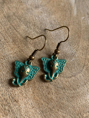 Boucles d’oreilles breloque éléphant bronze Comme un ange