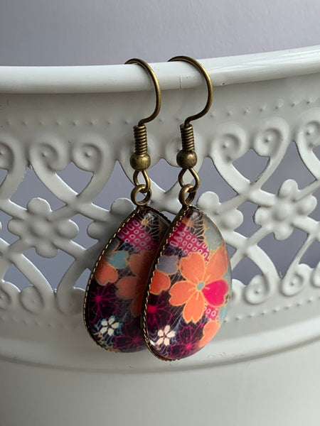 Boucles d’oreilles breloque de verre fleurs Comme un ange