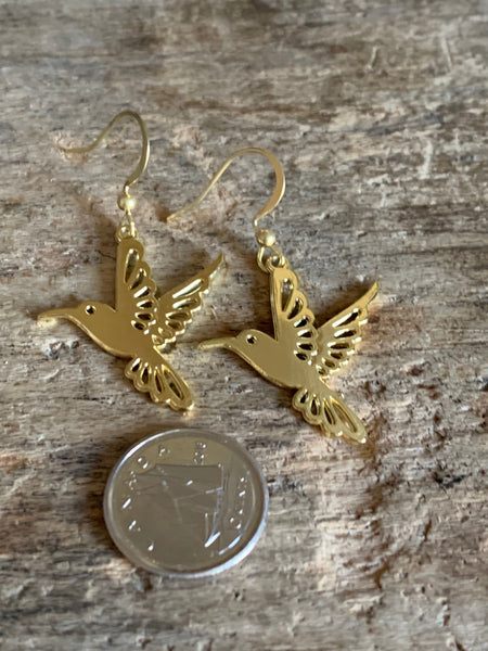 Boucles d’oreilles breloque or oiseau colibri - Comme un ange