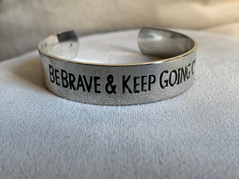 Bracelet argent be brave & keep going motivation Comme un ange