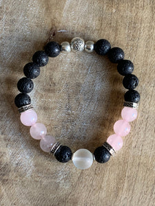 Bracelet pierre  et pierre de lave noir bijoux diffuseur aromathérapie Comme un ange