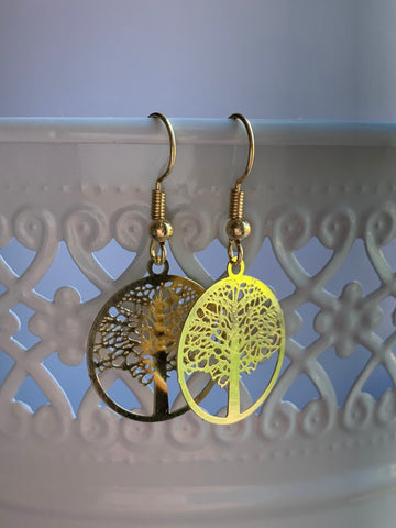 Boucles d’oreilles breloque or arbre de vie Comme un ange