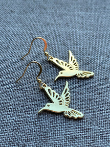 Boucles d’oreilles breloque or oiseau colibri - Comme un ange