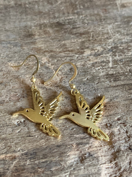 Boucles d’oreilles breloque or oiseau colibri - Comme un ange