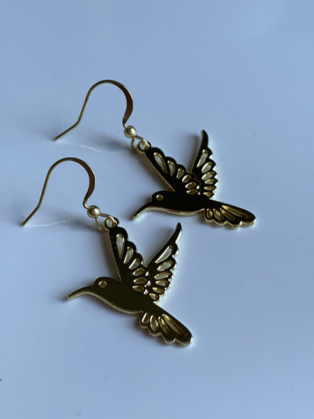 Boucles d’oreilles breloque or oiseau colibri - Comme un ange