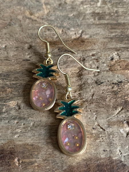 Boucles d’oreilles breloque ananas pineapple gold Comme un ange