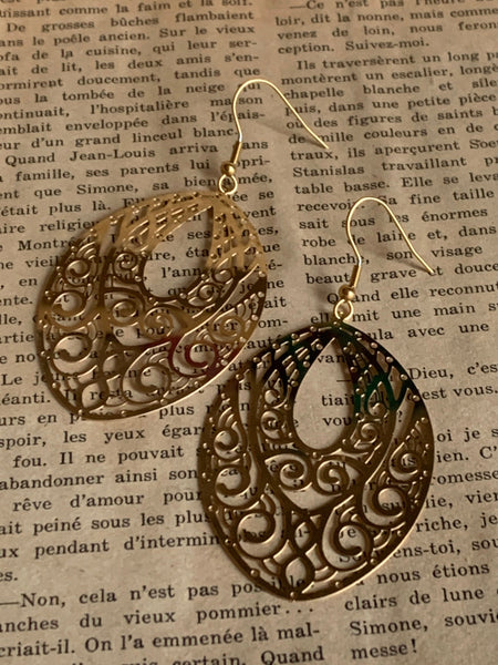 Boucles d’oreilles breloque or à motifs Comme un ange