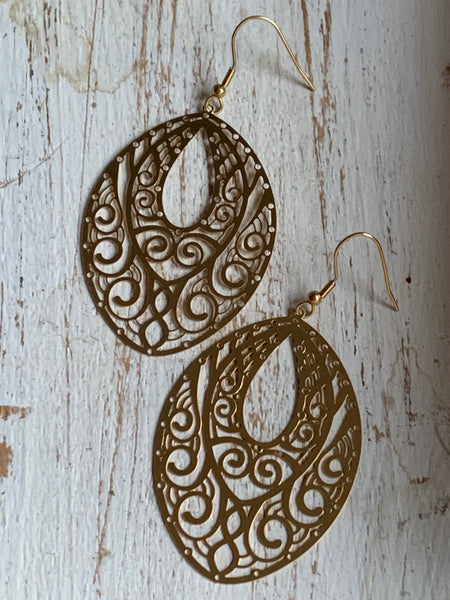 Boucles d’oreilles breloque or à motifs Comme un ange