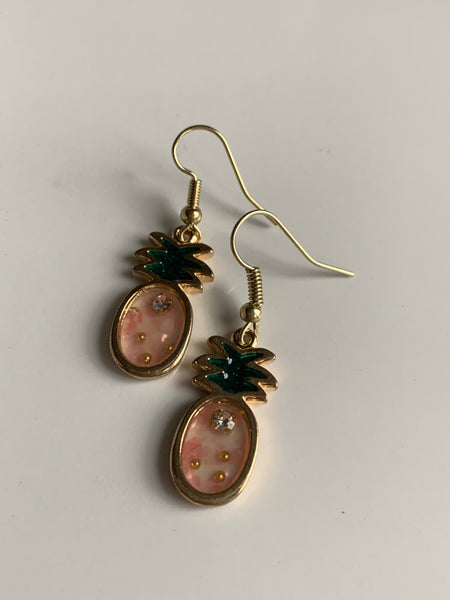 Boucles d’oreilles breloque ananas pineapple gold Comme un ange