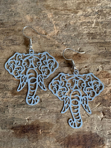 Boucles d’oreilles breloque éléphant gris alliage de métaux Comme un ange