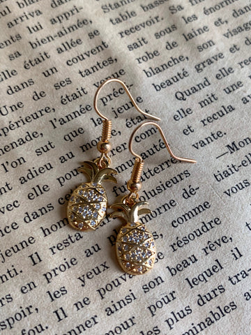 Boucles d’oreilles breloque ananas or Comme un ange