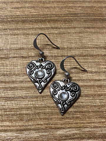 Boucles d’oreilles breloque coeur argent i love you Comme un ange