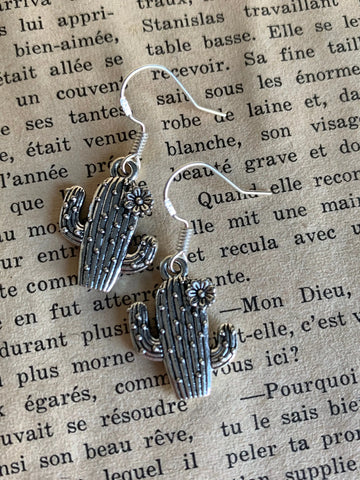 Boucles d’oreilles breloque cactus alliage de métaux argent Comme un ange