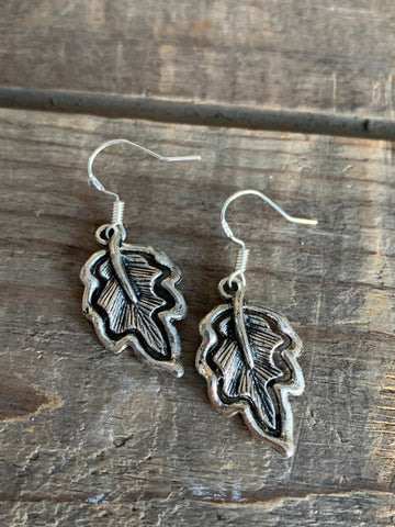 Boucles d’oreilles breloque feuilles alliage de métaux argent Comme un ange