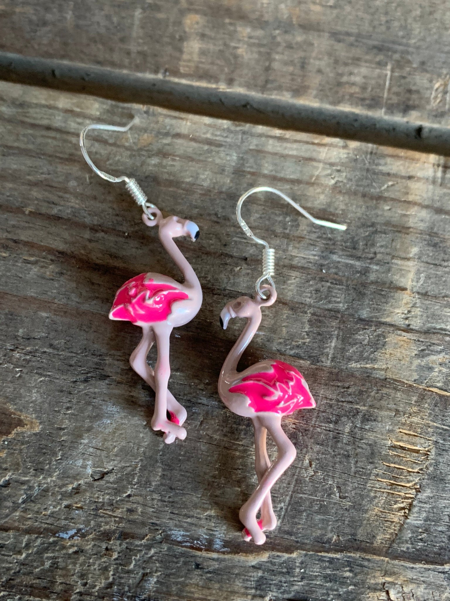 Boucles d’oreilles breloque flamant rose alliage de métaux argent Comme un ange