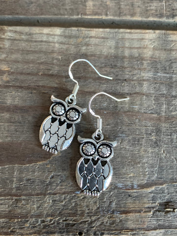 Boucles d’oreilles breloque hibou alliage de métaux argent Comme un ange