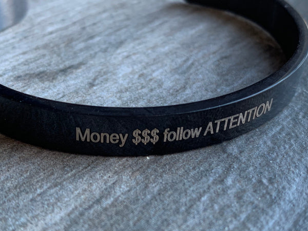 Bracelet noir Money follow attention Comme un ange