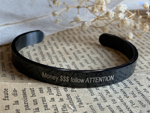 Bracelet noir Money follow attention Comme un ange