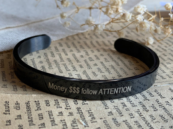 Bracelet noir Money follow attention Comme un ange