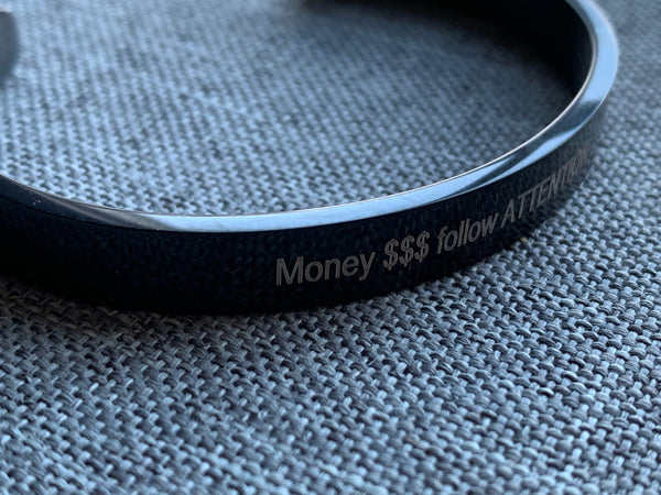 Bracelet noir Money follow attention Comme un ange