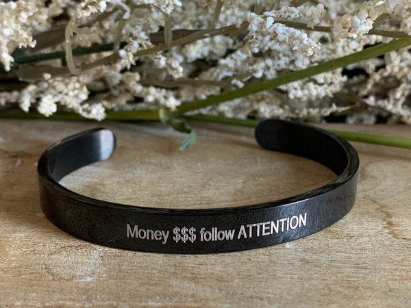 Bracelet noir Money follow attention Comme un ange