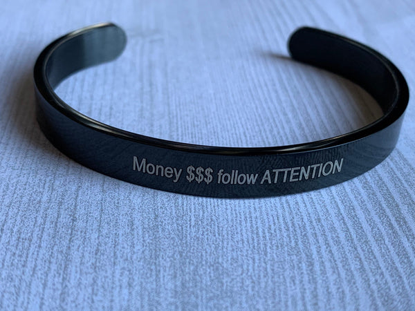 Bracelet noir Money follow attention Comme un ange