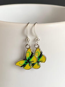 Boucles d’oreilles breloque papillon jaune sur crochet alliage de métaux argent Comme un ange