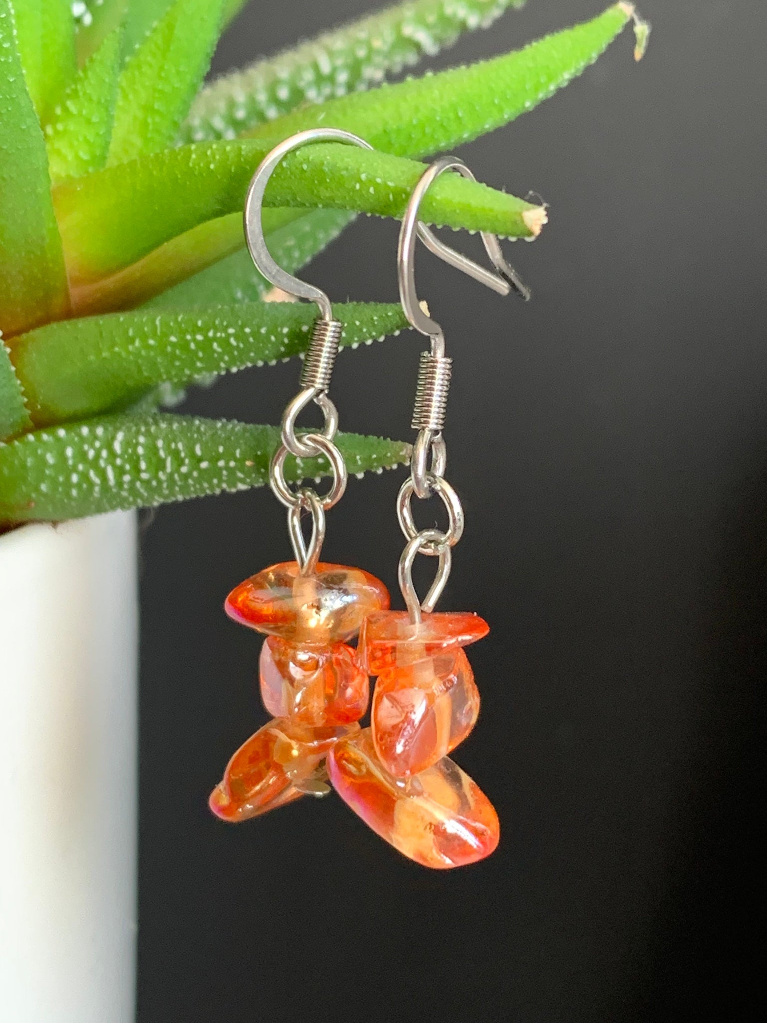 Boucles d’oreilles pierres oranges Comme un ange