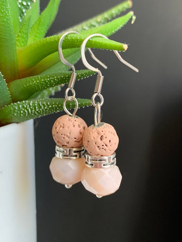 Boucles d’oreilles perle pierre de lave grise bijoux diffuseur aromathérapie chic Comme un ange