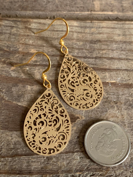 Boucles d’oreilles breloque alliage de métaux or à motifs Comme un ange