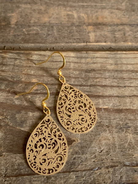 Boucles d’oreilles breloque alliage de métaux or à motifs Comme un ange