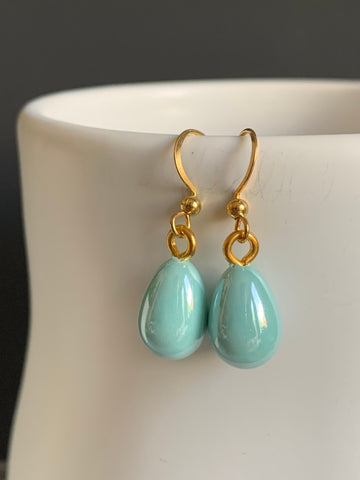 Boucles oreilles perles turquoises Aqua Comme un ange