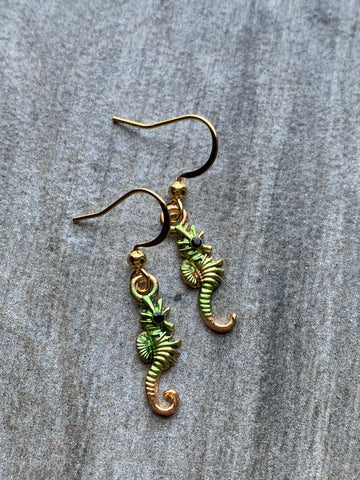 Boucles oreilles Hyppocampe vert Comme un ange