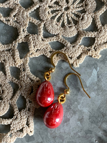 Boucles oreilles perles rouges Comme un ange