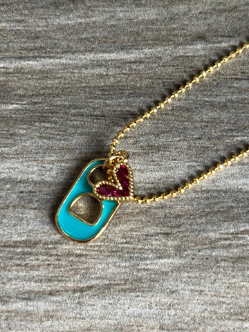 Collier goupille capsule Aqua petit cœur pourpre Comme un ange