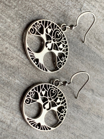 Boucles d’oreilles breloque arbre de vie argent Comme un ange