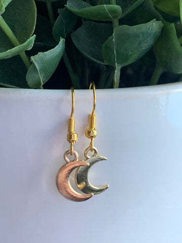 Boucles d’oreilles breloque croissant de lune or Comme un ange