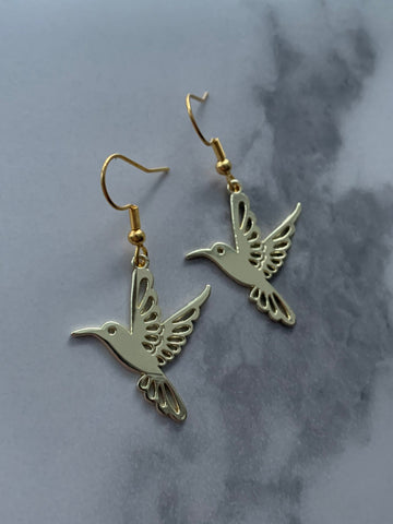 Boucles d’oreilles breloque colibri or Comme un ange