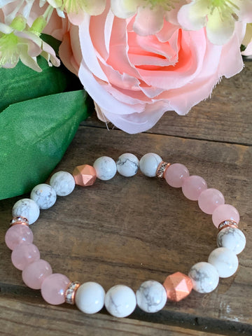 Bracelet quartz rose howlite Comme un ange