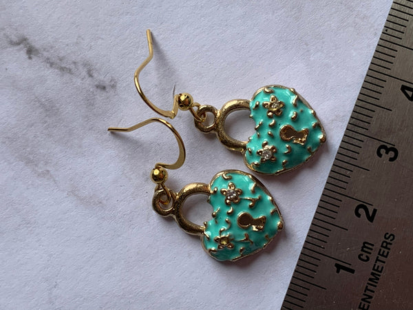 Boucles oreilles cadenas coeur turquoise Comme un ange