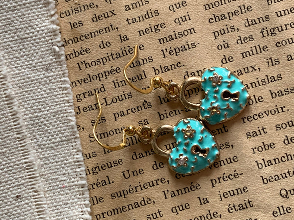 Boucles oreilles cadenas coeur turquoise Comme un ange